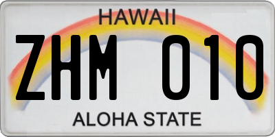 HI license plate ZHM010