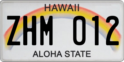 HI license plate ZHM012
