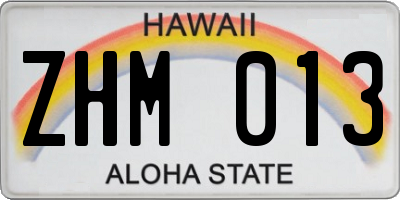 HI license plate ZHM013