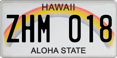 HI license plate ZHM018