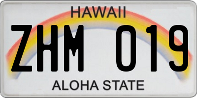 HI license plate ZHM019