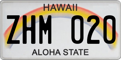 HI license plate ZHM020