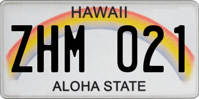 HI license plate ZHM021