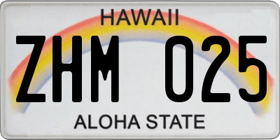 HI license plate ZHM025