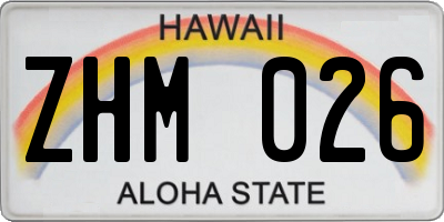 HI license plate ZHM026