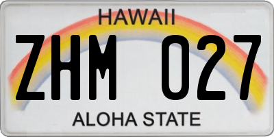 HI license plate ZHM027