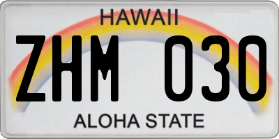 HI license plate ZHM030