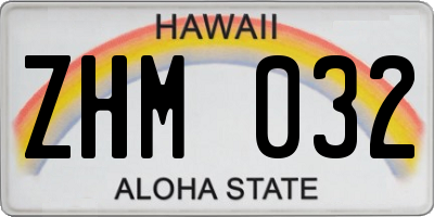 HI license plate ZHM032