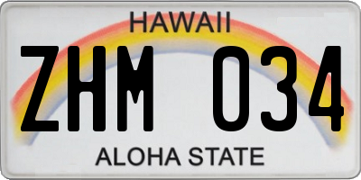 HI license plate ZHM034