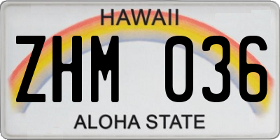 HI license plate ZHM036