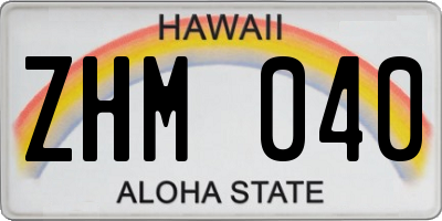 HI license plate ZHM040
