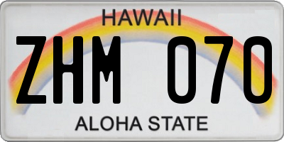 HI license plate ZHM070