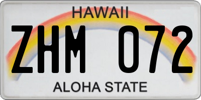 HI license plate ZHM072