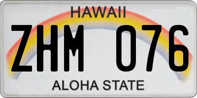 HI license plate ZHM076