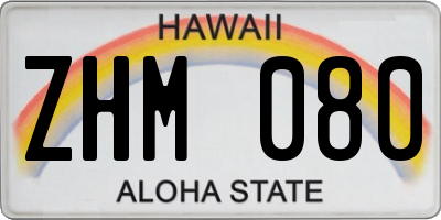 HI license plate ZHM080