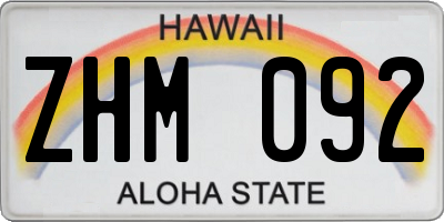 HI license plate ZHM092