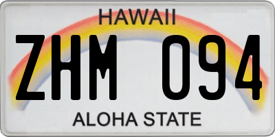 HI license plate ZHM094