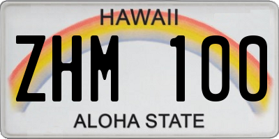 HI license plate ZHM100