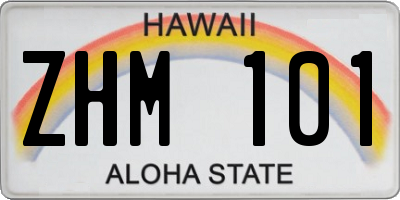 HI license plate ZHM101