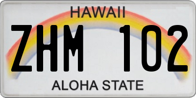 HI license plate ZHM102