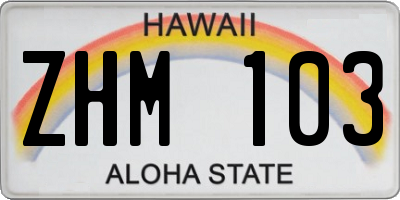 HI license plate ZHM103