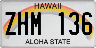 HI license plate ZHM136