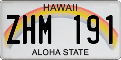 HI license plate ZHM191