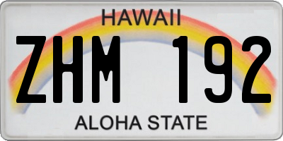 HI license plate ZHM192