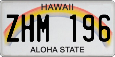 HI license plate ZHM196