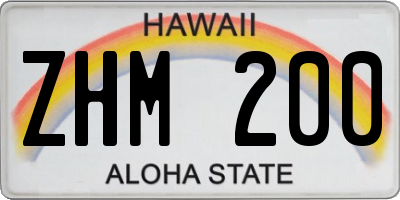 HI license plate ZHM200