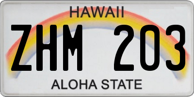 HI license plate ZHM203