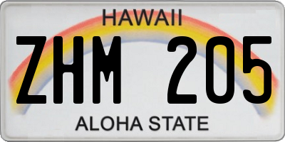 HI license plate ZHM205