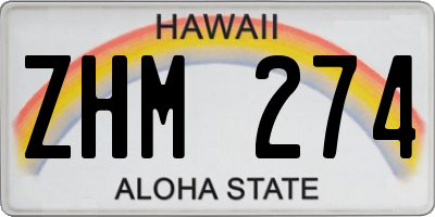 HI license plate ZHM274