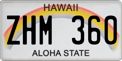HI license plate ZHM360