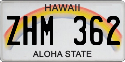 HI license plate ZHM362