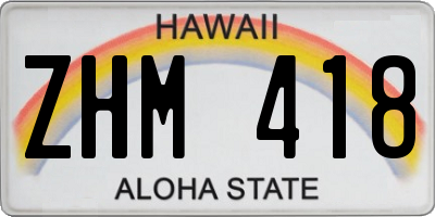 HI license plate ZHM418