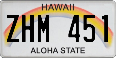 HI license plate ZHM451