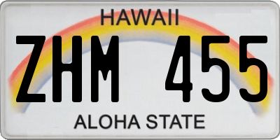 HI license plate ZHM455