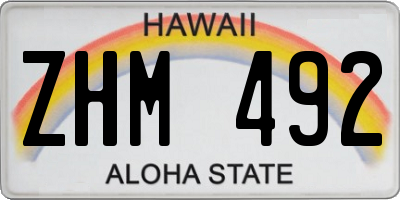 HI license plate ZHM492