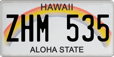 HI license plate ZHM535