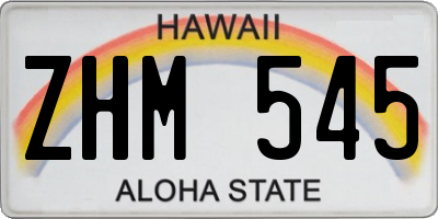 HI license plate ZHM545