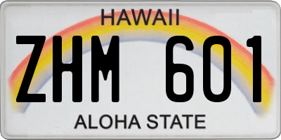 HI license plate ZHM601