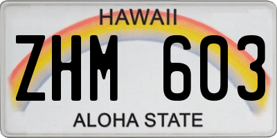 HI license plate ZHM603