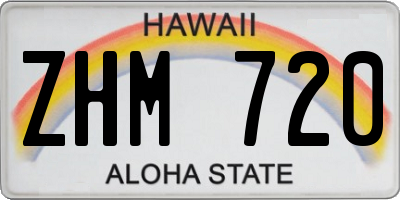 HI license plate ZHM720