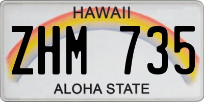 HI license plate ZHM735