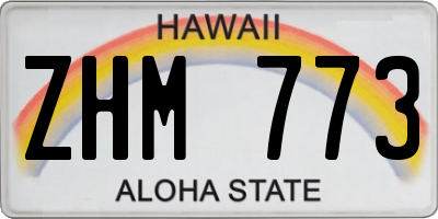 HI license plate ZHM773