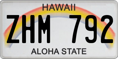 HI license plate ZHM792