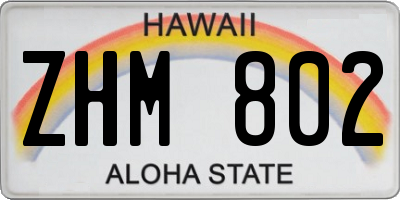 HI license plate ZHM802