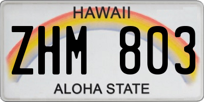 HI license plate ZHM803