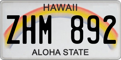 HI license plate ZHM892